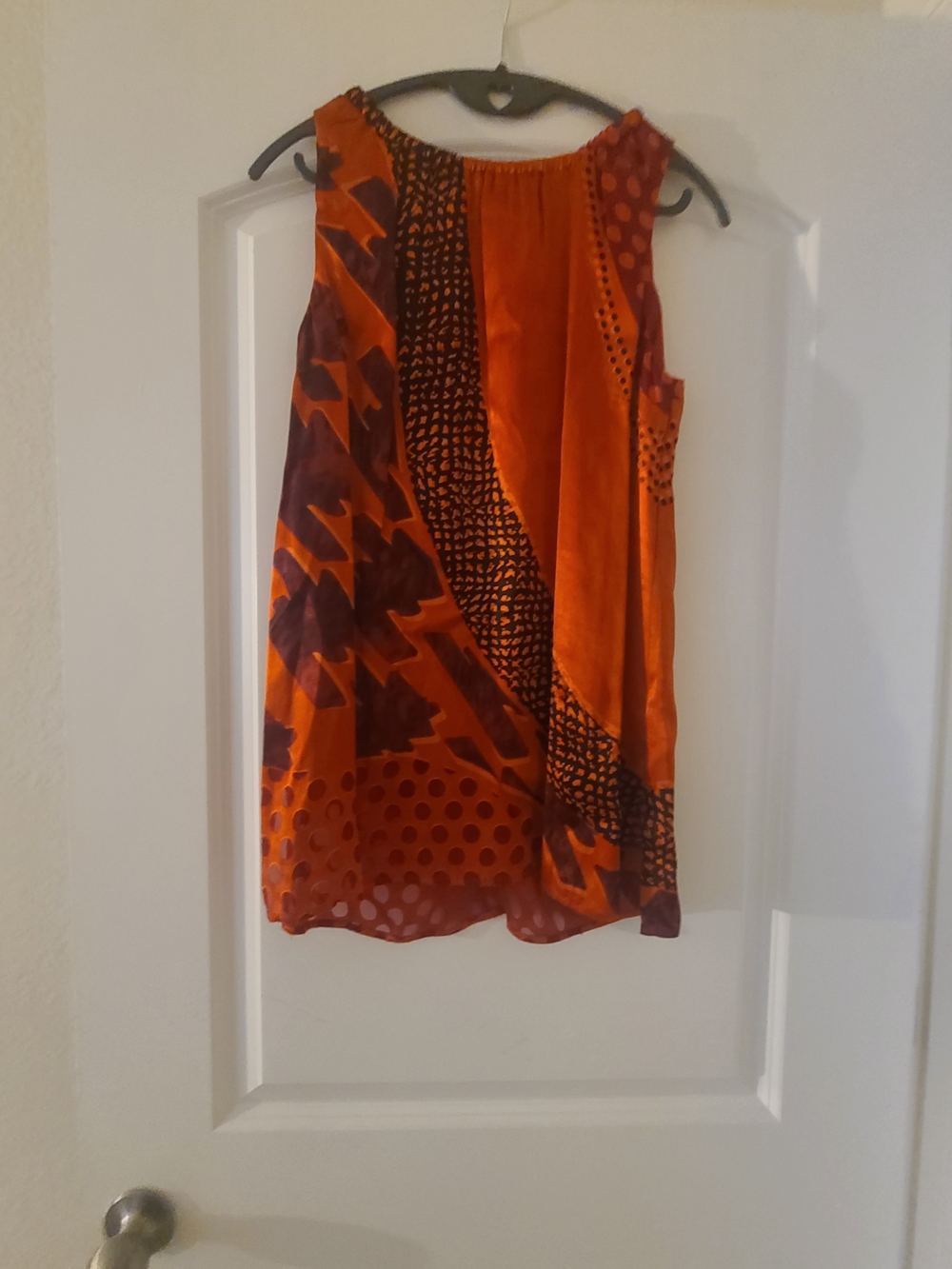 CAbi Red Velvet Polka Dot Blouse